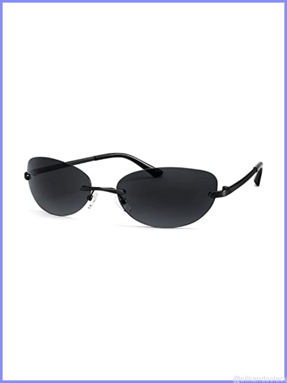 Rimless Oval Retro Sunglasses UV400 Polarized Y2K Eyewear
